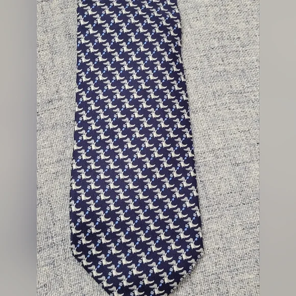 Salvatore Ferragamo Mens Blue Dog Tie - Picture 2 of 3
